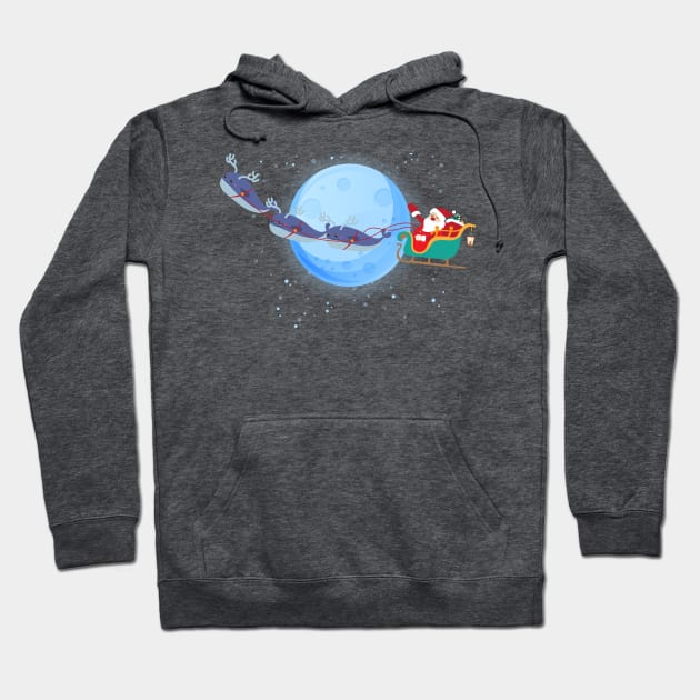 Santa Claus Riding whale Hoodie by Skylane